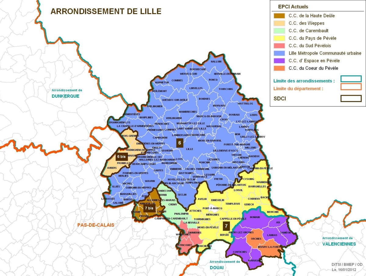 kort over Lille arrondissement