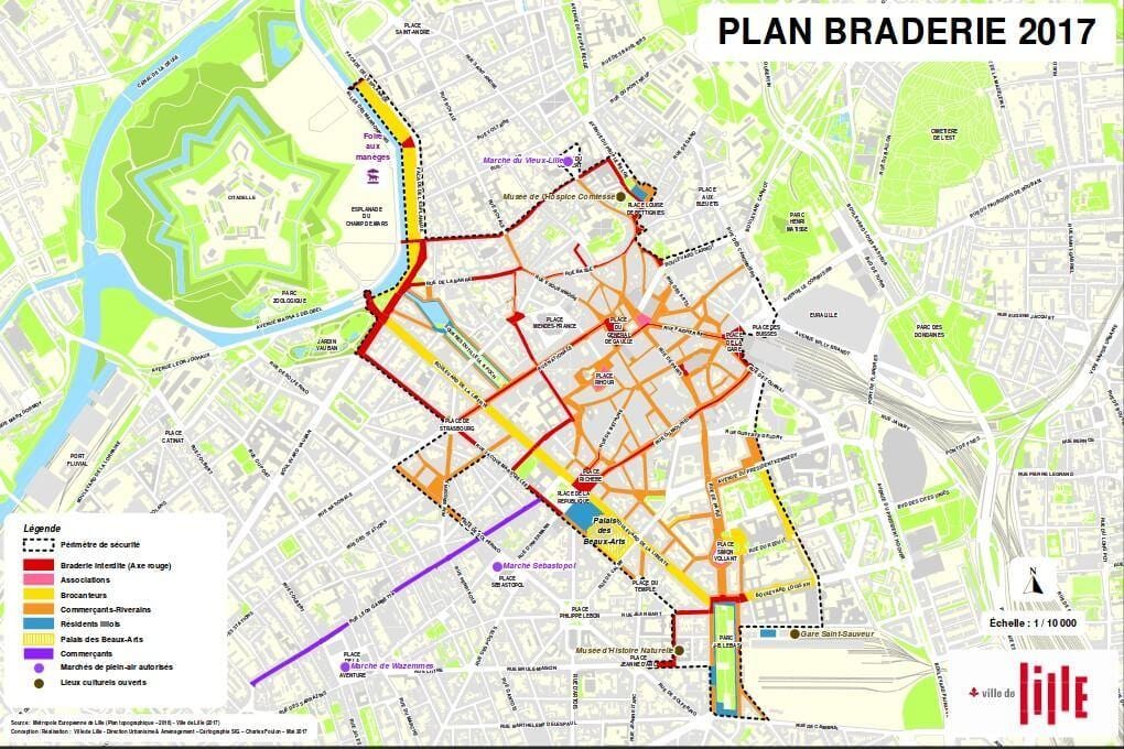 kort over Lille braderie