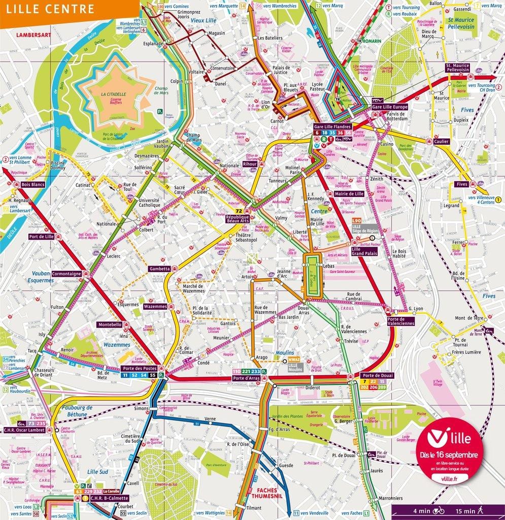 kort over Lille bus