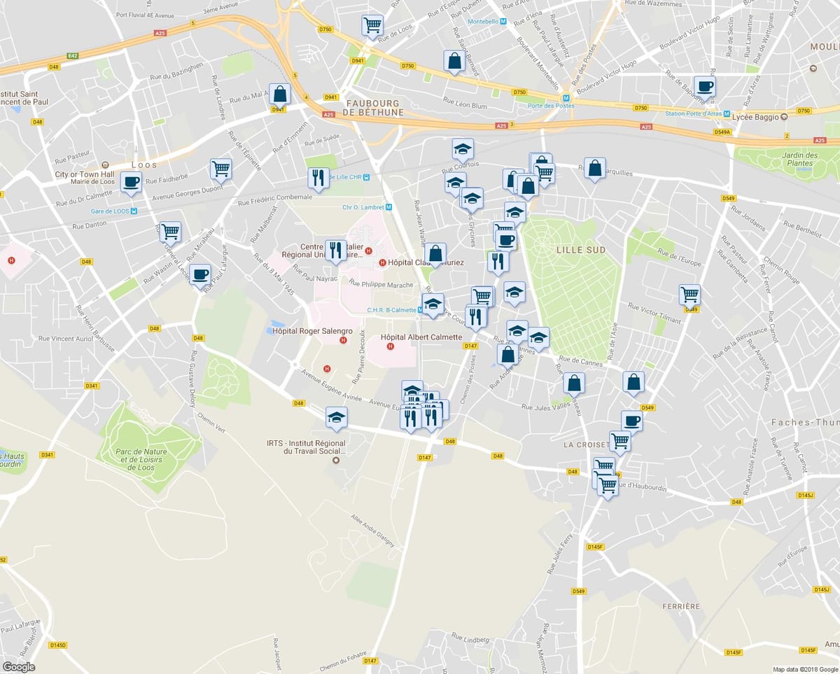 kort over Lille butik