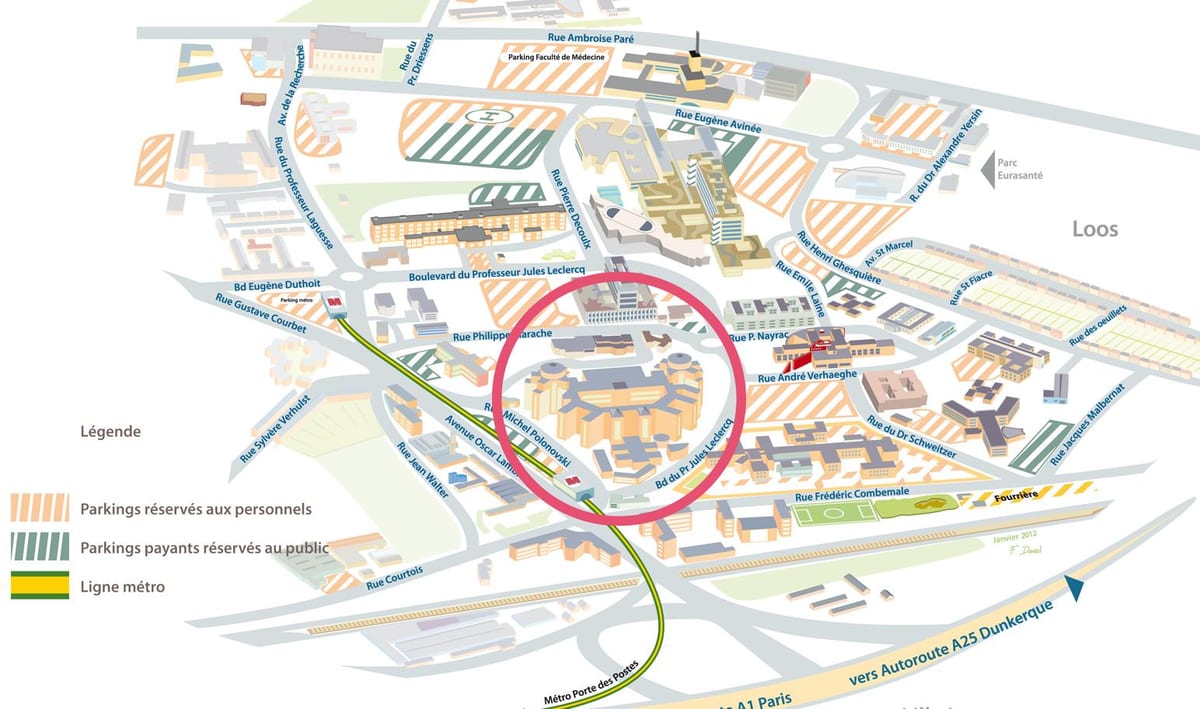 kort over Lille hospital 