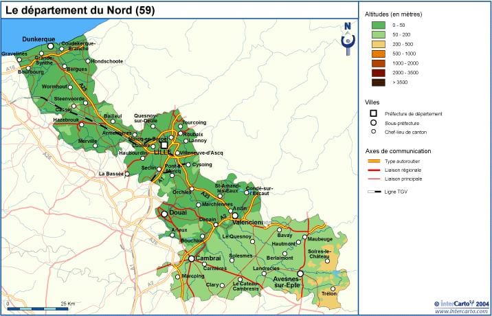 topografisk kort over Lille